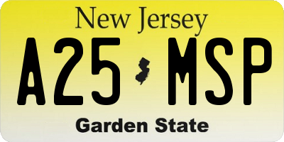 NJ license plate A25MSP