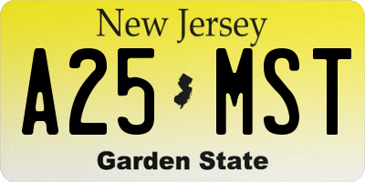 NJ license plate A25MST