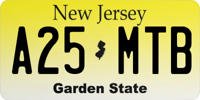 NJ license plate A25MTB