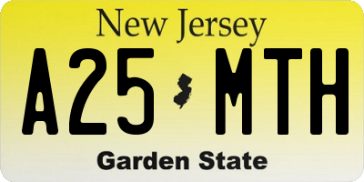 NJ license plate A25MTH