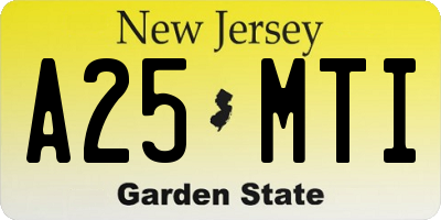 NJ license plate A25MTI
