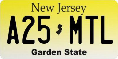 NJ license plate A25MTL