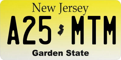 NJ license plate A25MTM