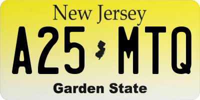 NJ license plate A25MTQ