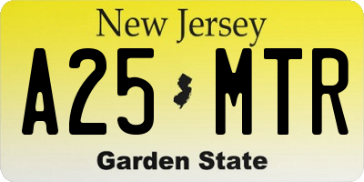 NJ license plate A25MTR