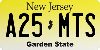 NJ license plate A25MTS