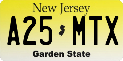 NJ license plate A25MTX