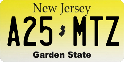 NJ license plate A25MTZ