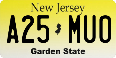 NJ license plate A25MUO