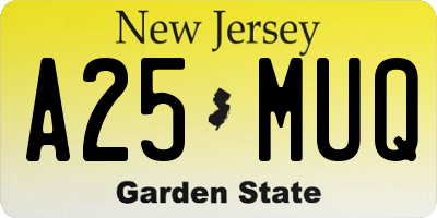 NJ license plate A25MUQ