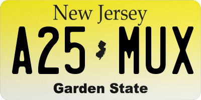 NJ license plate A25MUX