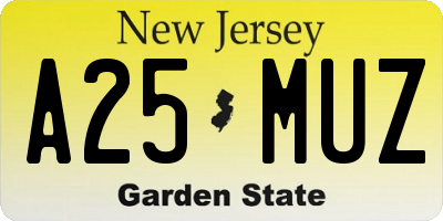 NJ license plate A25MUZ