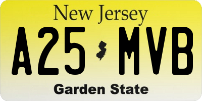 NJ license plate A25MVB