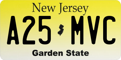 NJ license plate A25MVC