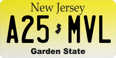 NJ license plate A25MVL