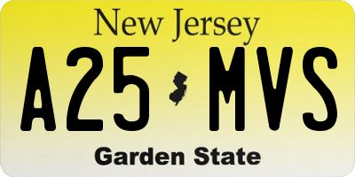 NJ license plate A25MVS