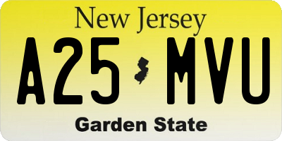 NJ license plate A25MVU