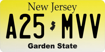 NJ license plate A25MVV