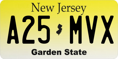 NJ license plate A25MVX