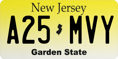 NJ license plate A25MVY