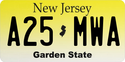 NJ license plate A25MWA