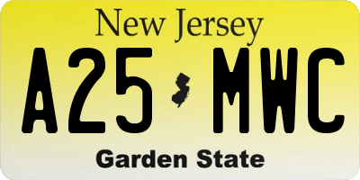 NJ license plate A25MWC
