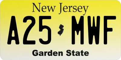 NJ license plate A25MWF