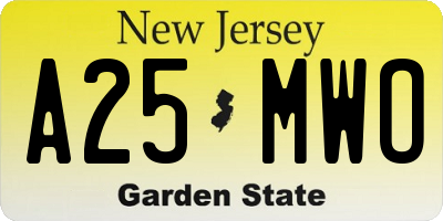 NJ license plate A25MWO