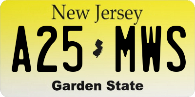 NJ license plate A25MWS