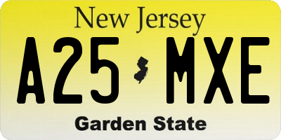 NJ license plate A25MXE