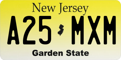 NJ license plate A25MXM