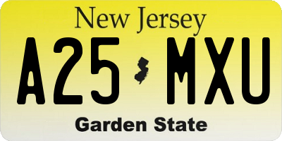 NJ license plate A25MXU