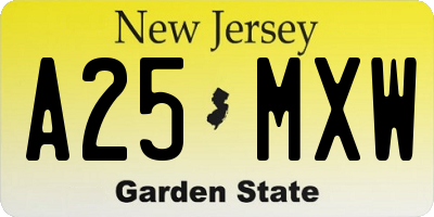 NJ license plate A25MXW
