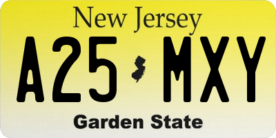 NJ license plate A25MXY