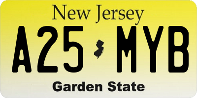 NJ license plate A25MYB