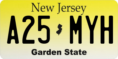NJ license plate A25MYH