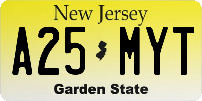 NJ license plate A25MYT