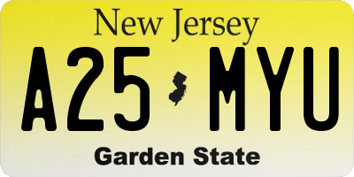 NJ license plate A25MYU