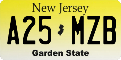 NJ license plate A25MZB