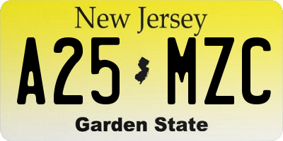 NJ license plate A25MZC