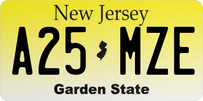 NJ license plate A25MZE