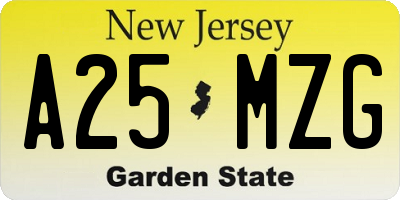 NJ license plate A25MZG