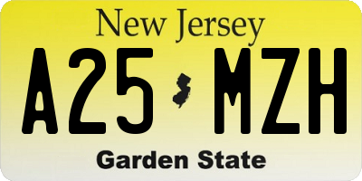 NJ license plate A25MZH