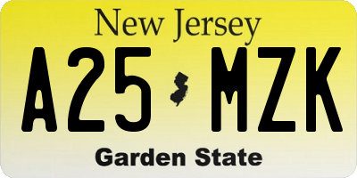 NJ license plate A25MZK