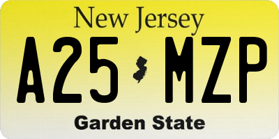 NJ license plate A25MZP