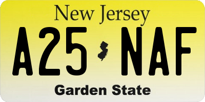 NJ license plate A25NAF