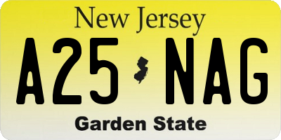 NJ license plate A25NAG