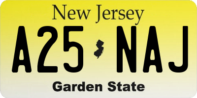 NJ license plate A25NAJ