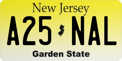 NJ license plate A25NAL