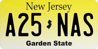 NJ license plate A25NAS